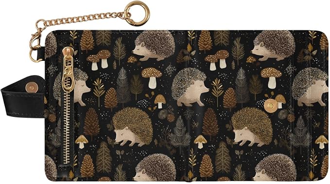 Night Hedgehog Mushroom Women's Wallets RFID Blocking,Credit Card Holder Bifold Wallet,Slim Card Cases,PU Leather Travel Wallet for men Girls - Image 2