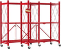 DEANIC 3 Tier Foldable Storage Shelves with Wheels, Kitchen Appliance Stand, Freestanding Metal Wire Shelf Rack, No Assembly Organizer Rolling Cart for Garage, Basement, Pantry(Red Pack of 2) by ShowNow