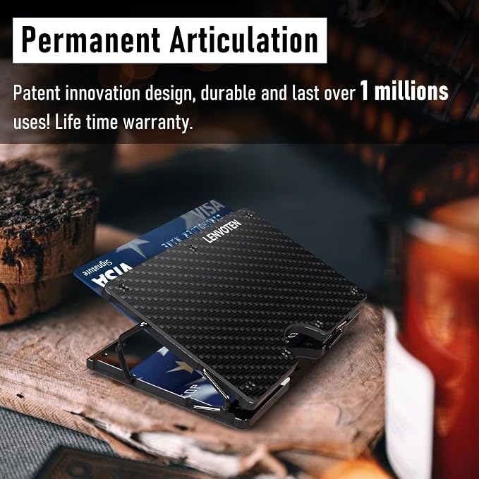 Lenvoten Upgraded Hinged Minimalist Wallet for Men, RFID Blocking Wallet | Slim Metal Aluminum, Credit Card Holder, Money Clip Holds 20 Cards, Premium Scratch-Resistant Finish, Ideal Gift for Men - Image 8