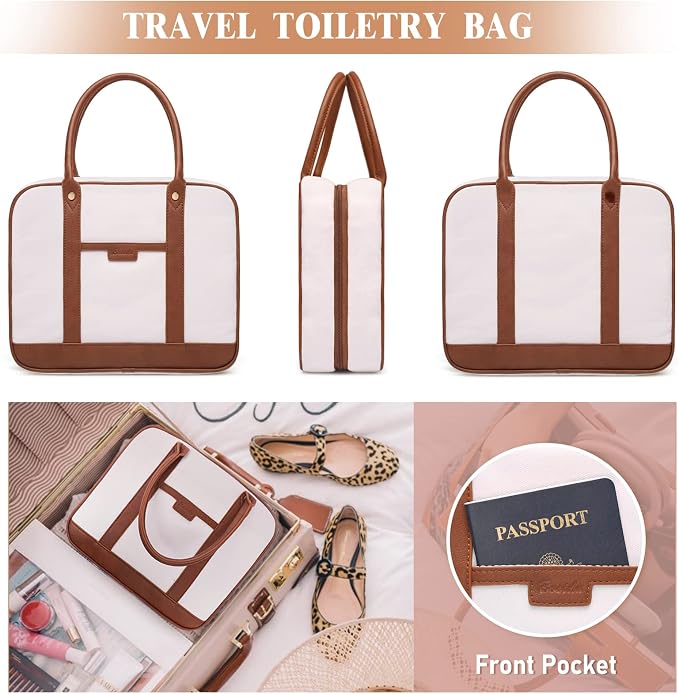 Hanging Travel Toiletry Bag,Large Capacity Cosmetic Travel Toiletry Organizer for Women with 4 Compartments & 1 Sturdy Hook,Perfect for Travel/Daily Use/Christmas - Image 6