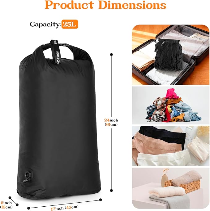 Travel Laundry Bag, Waterproof Compression Bags for Dirty Clothes | Moisture-resistant Vacuum Storage Bag, Space-Saving Laundry Storage Organizer for Cruise, Swimming, Gym - Image 3