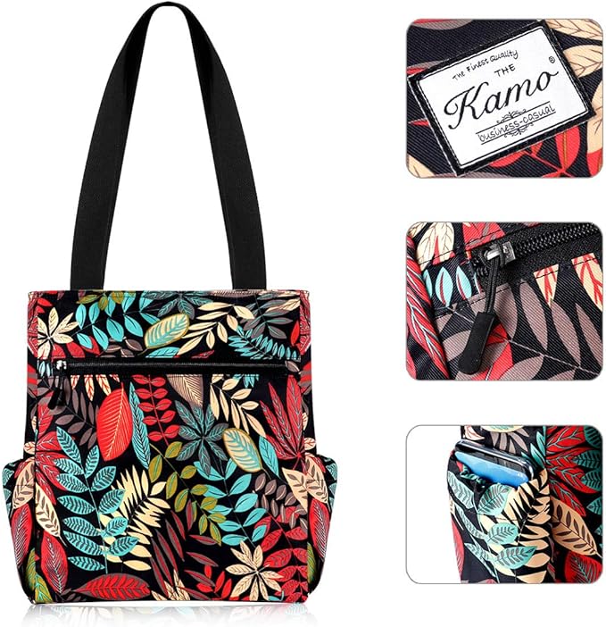KAMO Floral Tote Bag - Waterproof Lightweight Handbags Travel Shoulder Bag for Hiking Yoga Gym Swimming Travel Beach - Image 4