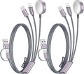 2Pack Travel Essentials for Apple Watch Charger,3-in-2 Multi Charging Cable | Cruise Vacation Camping Essentials for iPhone Charger,Type C/Lightning for iWatch,iPhone 17-12,Xbox Series X&S-4FT Gray by Accessoriesforphoneandelectricproducts