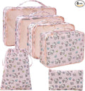 AmBealla 6 Set Travel Organizer,Packing Cubes for Travel Luggage Organizer Bags,Waterproof Pink Twill,Cute Packing Organizers for Business/Vacation,Women's Clothes Storage by AmBealla