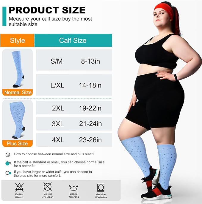 Genovega 3 Packs Wide Calf Compression Socks for Women Men Knee Hight S/M-4XL for Gifts - Image 7