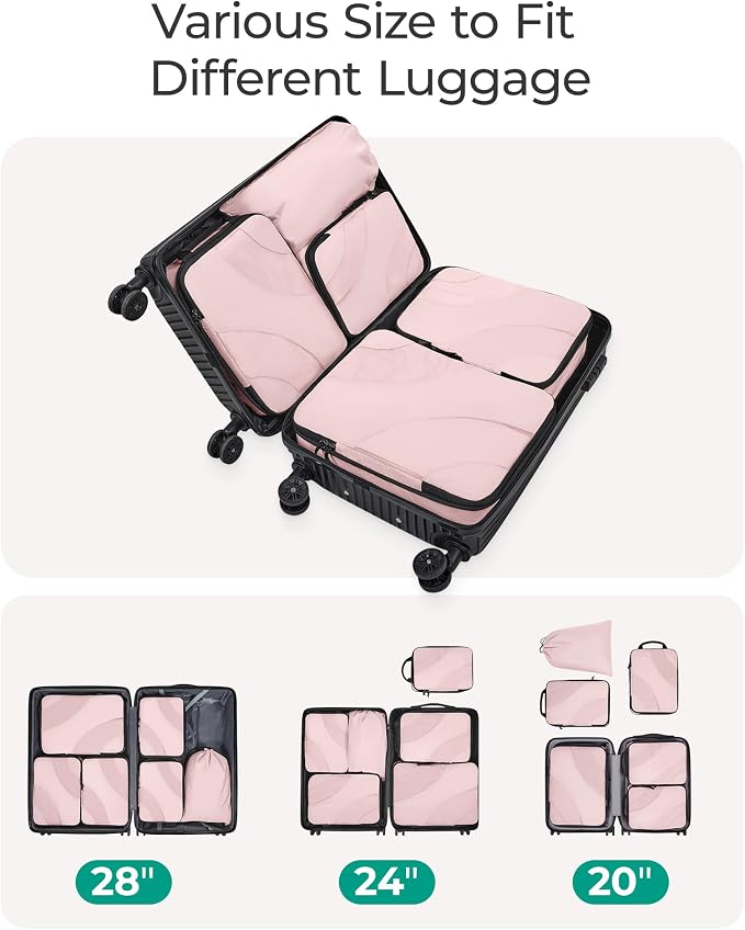 BAGSMART Compression Packing Cubes for Travel | Lightweight suitcase organizers bag set, space-saving double zipper expansion for carry-on luggage & travel organization - Image 5