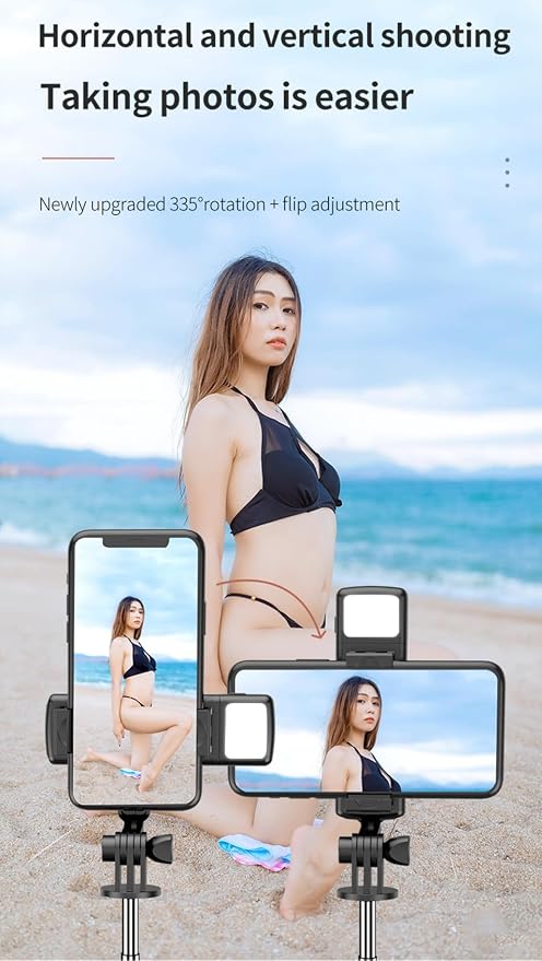 XIHAMA Selfie Stick Tripod with Light,3 in 1 Extendable Selfie Stick with Wireless Remote,Portable Phone Tripod Stand Compatible with iPhone 16 15 14,Samsung Smartphone and More - Image 8
