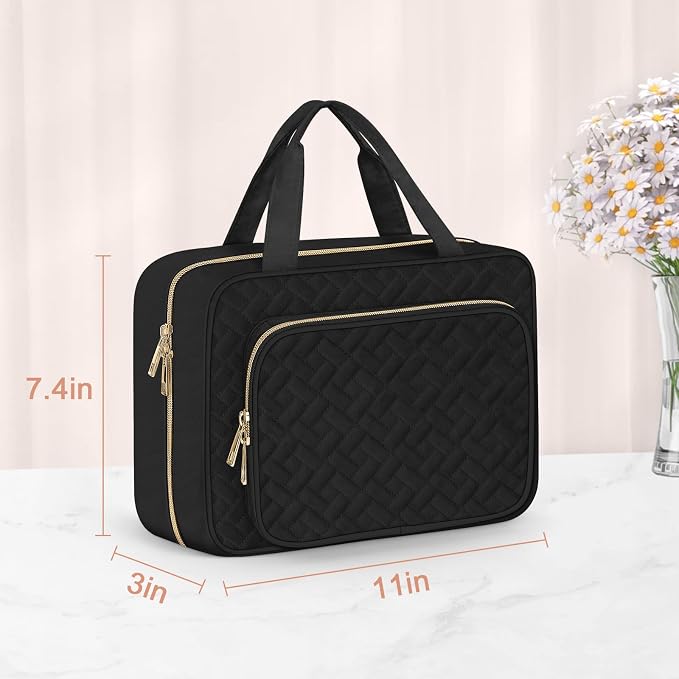 Toiletry Bag for Women, Medium Cosmetic Travel Bag, Hanging Toiletry Bag for Bathroom, Thickened PVC Waterproof Makeup Bag, Toiletries Bag for Travel Business Trips and Camping, Black - Image 6