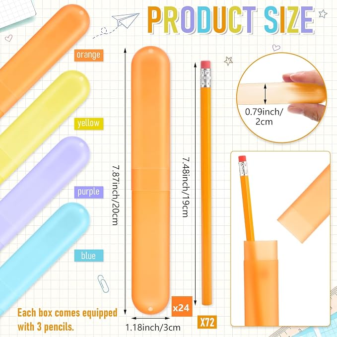 24 Sets Travel Toothbrush Holder with Pencils Bulk Portable Toothpaste Travel Case Multipurpose Toothpaste Boxes Toothbrush Case Storage for Classroom Home School Use (Bright Color) - Image 2