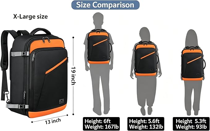 MATEIN Carry on Backpack for Airplane, Expandable Travel Bag for Travelling | Airline Approved with Hidden Shoulder Strap, Fit Overhead Bin, Water Resistant, Lightweigth Casual Daypack Bags for Men Women - Image 8