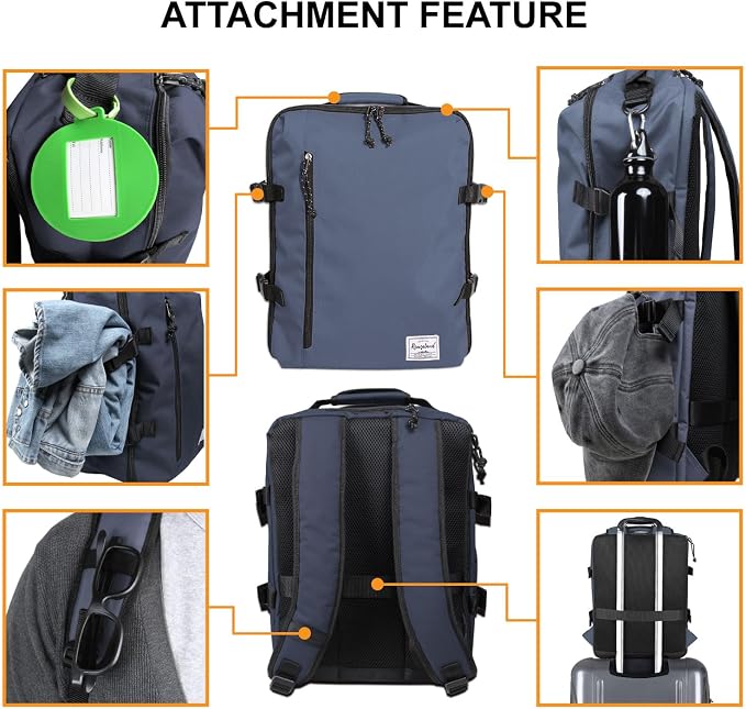 Small Carry-on Personal Item Backpack with luggage strap, Laptop Backpack for Men and Women, Business Travel Gym Sport, Pewter - Image 4