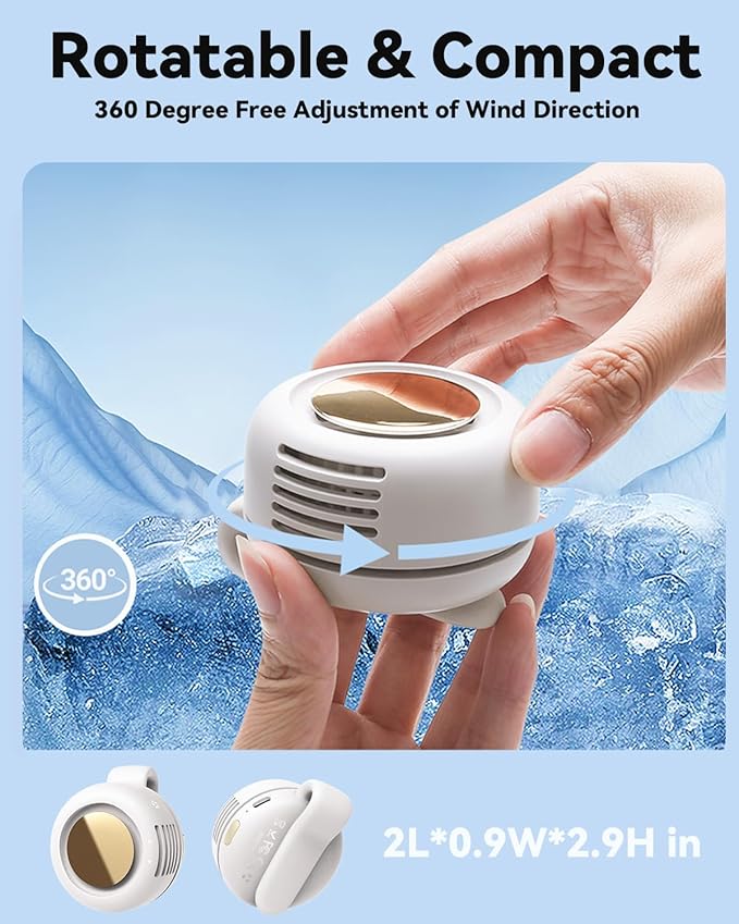 Portable Silent Mini Bladeless Electric Fan, Mini Whirlwind Fan for Waist Clip Fan, 3 Speeds Hands-Free Neck Fan,Suitable for Outdoor & Travel & Office, Travel Accessories, Gift (Green) - Image 6