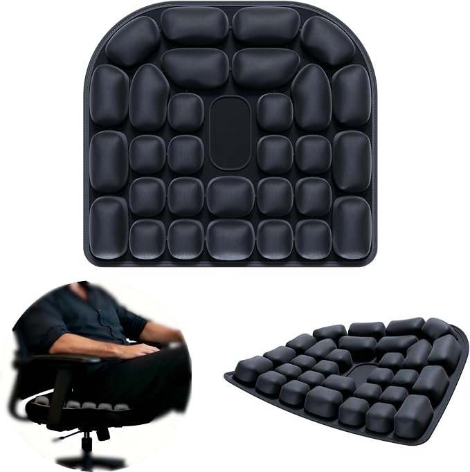 Inflatable Seat Cushion, Pressure Relief Airplane Seat Cushion for Long Flights Built-in Air Pump, Portable Car Seat Cushions,Office Chair Wheelchair Cushions Relief Discomfort in Coccyx&Buttock by Unknown
