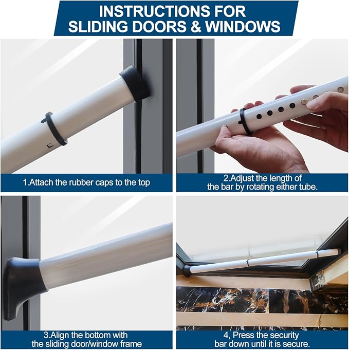 Rerishom Door Security Bar, Heavy Duty Door Stopper Jammer for Hotel | Locking Security Bar for Door, Adjustable Home Security Barricade for Apartment, Hotel Room and Screen Door - Image 7