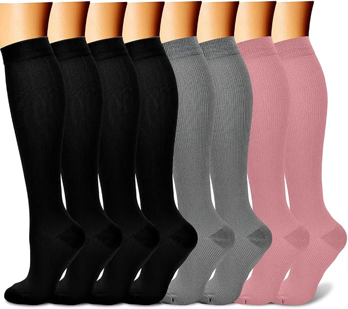 CHARMKING Compression Socks for Women & Men Circulation (8 Pairs) 15-20 mmHg Best Calf Socks Support for Athletic Cycling by CHARMKING
