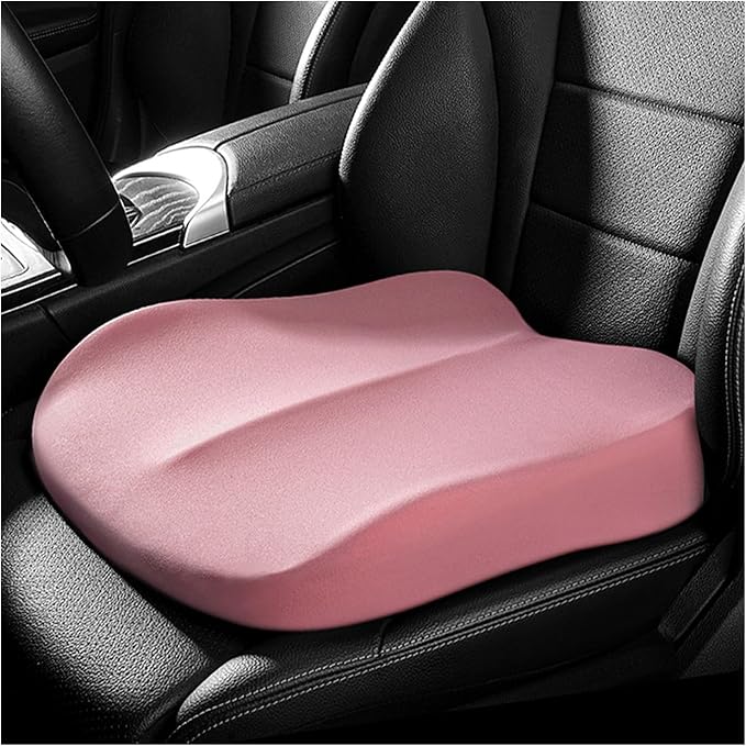 Car Seat Cushion, Ergonomic Memory Foam Auto Seat Boost Mat for Short People Driving, Non-Slip Driver Seats Height Cushion Office Chair Pillow for Tailbone Back Pain Relief (Pink) by Unknown