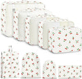9 Set Packing Cubes for Travel Essentials - Lightweight Carry-On Luggage Organizer Bags with Shoe, Clothes & Laundry Bags for Airplane, Family & Business Travel, White Cherry by Unknown