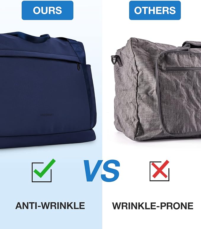BAGSMART Foldable Travel Duffle Bag, 30.6L Large Carry On Tote Bag Gym Sports Bag for Women, Weekender Overnight Bag for Travel Essentials & Daily Necessities(Navy Blue) - Image 6