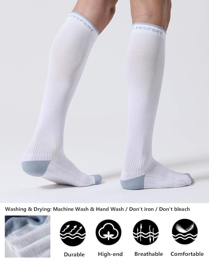 CS CELERSPORT 3/4 Pairs Compression Socks for Men Women Size 6-12 | Knee High Support Socks for Running Nurses Pregnancy Travel Daily Wear - Image 3