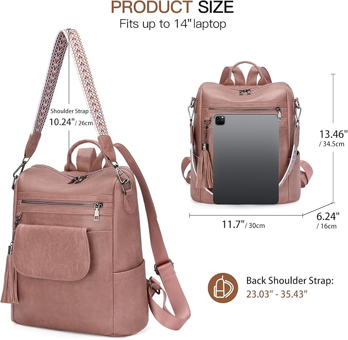 GAEKEAO Backpack Purse for Women PU Leather Anti-theft Backpack Ladies Convertible Large Travel Designer Fashion Shoulder Bag - Image 4