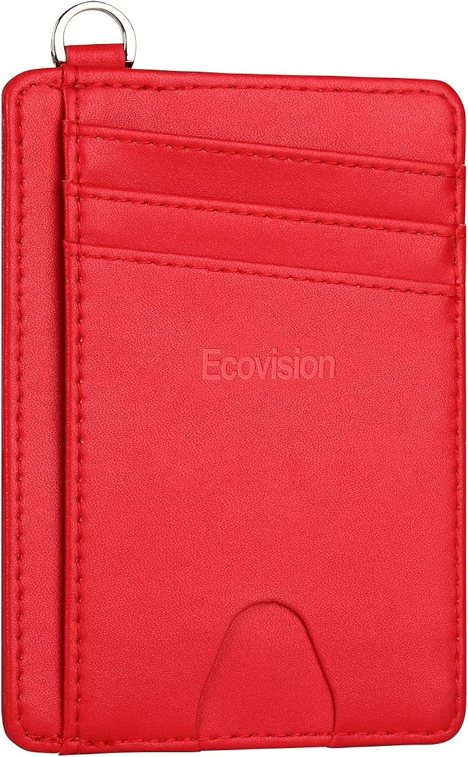 Slim Minimalist Front Pocket Wallet, RFID Blocking Credit Card Holder Wallet with Detachable D-Shackle for Men Women by Ecovision