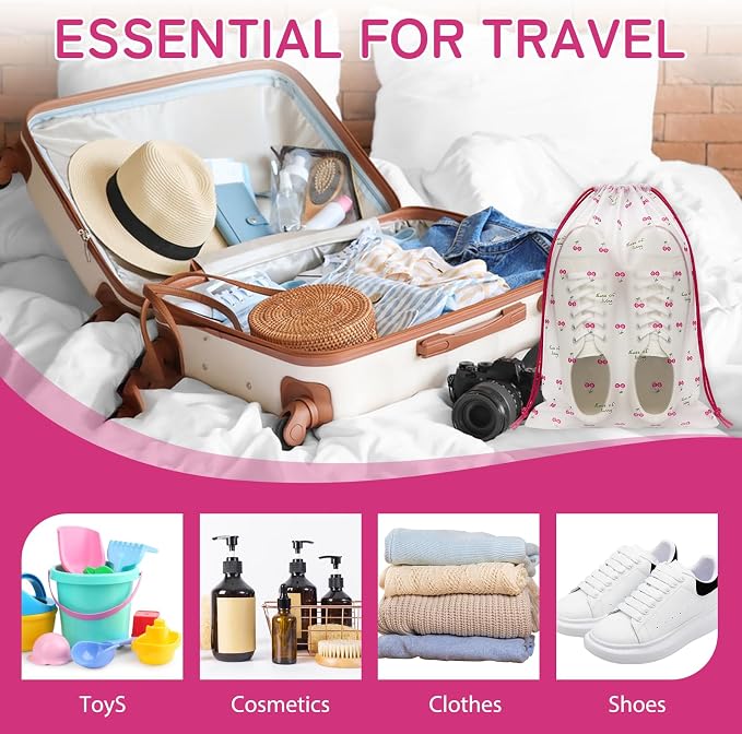 Shoe Bags for Travel, Waterproof Drawstring Shoe Bags for Packing | 13.8" x 11.8" Large Dustproof Portable Travel Shoe Storage Bags Travel Essentials Women - Image 5