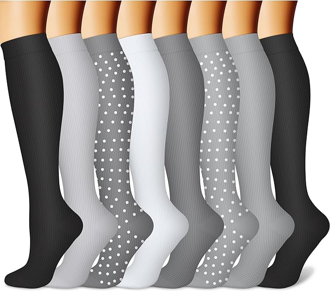 CHARMKING Compression Socks for Women & Men Circulation (8 Pairs) 15-20 mmHg Best Calf Socks Support for Athletic Cycling by CHARMKING