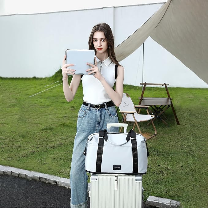 TINYAT Foldable Travel Duffle Bag Expandable Personal Item Travel Bag,32L | Expandable Gym Bag for Women Weekender Carry On Overnight Tote Large Capacity Portable Luggage Bag - Image 7