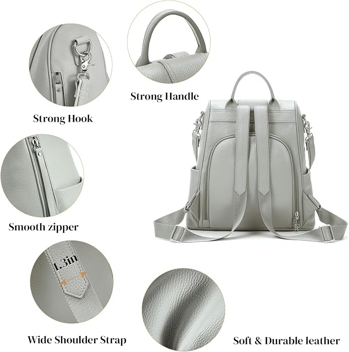 Genuine Leather Backpack Purse for Women Anti-theft Fashion Backpack Bags - Image 5