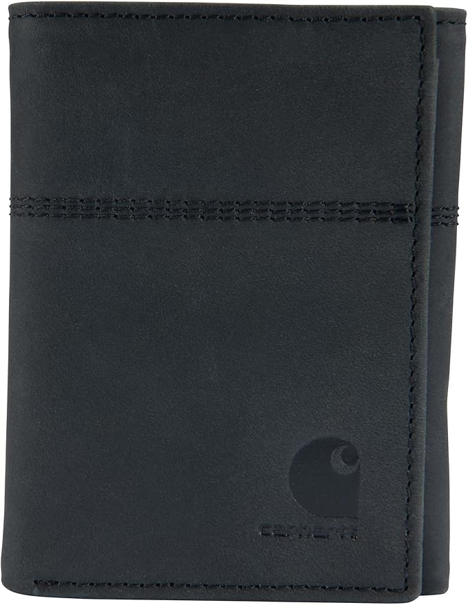 Carhartt Men’s Full Grain Saddle Leather Wallets, RFID Blocking Bifold, Trifold, and Front Pocket Options, Gifts for Men by Carhartt