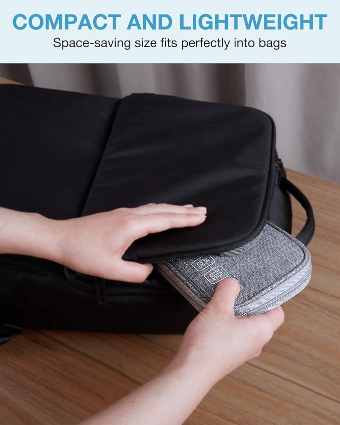 BAGSMART Cord Organizer Travel Cable Organizer Bag Tech Electronic Organizer Travel Case, Travel Essentials for Charger, Cable, Phone, Flash drive, Single Layer - Grey - Image 6