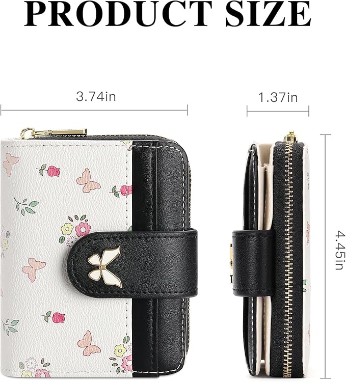 Small Wallet for Women Rfid Bifold Leather Card Holder Wallet With Zipper Pocket - Image 2
