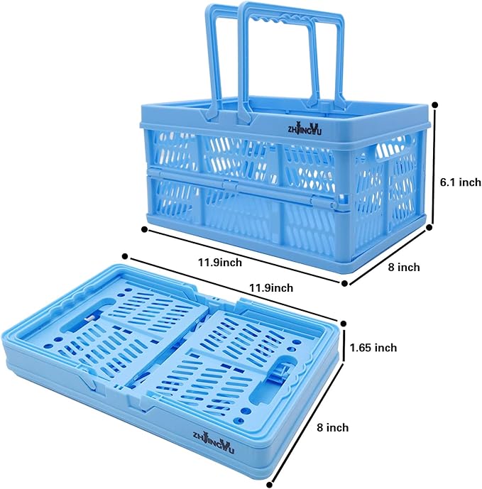 ZHJINGYU crates for storage,plastic baskets for organizing,collapsible shopping basket,foldable crate with Handles,collapsible storage crate,car basket,for Kitchen,Bathroom,Medicine (Blue, S) - Image 4