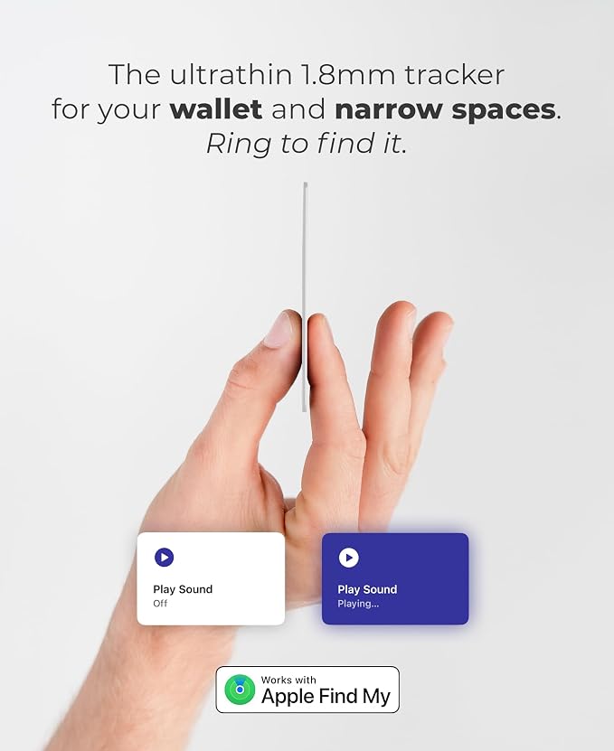 Rhinokey® Wallet Tracker Card Compatible with Apple Find My 0.07 inch IP68 | (iOS Only) Slim 0.07in Rechargeable IP68 Waterproof Tracker Item Finder Credit Card Tracker with Keychain Hole for Luggage - Image 6