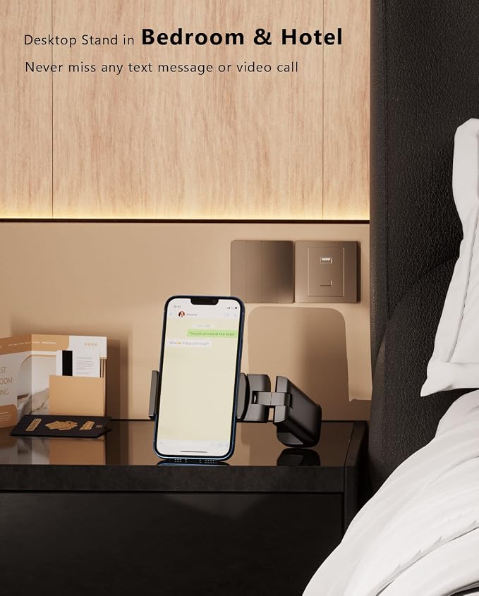 Upgraded Airplane Phone Holder, Plane Travel Essentials, Matte Black | Universal Hands-free Phone Holer with 360° Rotation for Flying, Accessory Travel Must Haves Phone Stand for Desk, Tray Table - Image 6