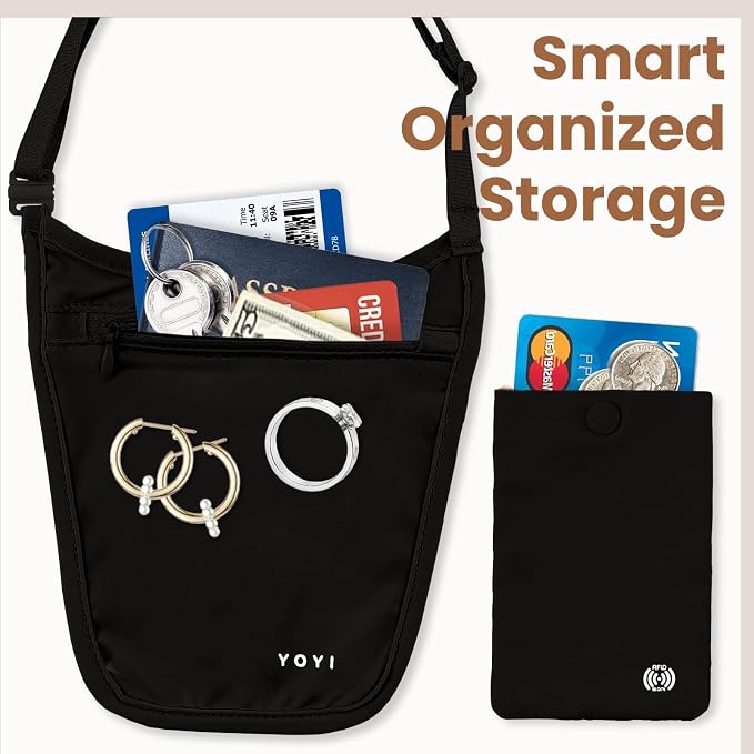 YOYI YOYI Money Belt Crossbody Detachable Cardholder Hidden Passport Wallet | Ultra-thin breathable material, detachable cardholder with secure clip,fits passport and cards — hidden crossbody protection - Image 6