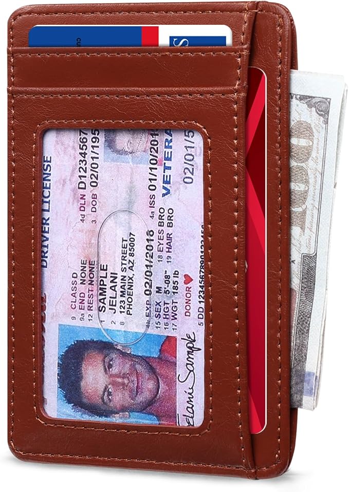 RUNBOX Slim Wallet for Men and Women, RFID Blocking Leather Card Holder | Minimalist 8-slot design fits IDs and credit cards in a thin profile for front pockets, purses, pants and travel - Image 2