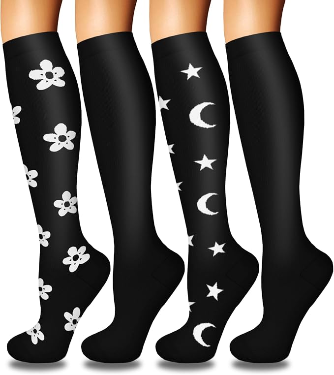 4 Pairs Compression Socks for Women Circulation-Best Support for Nurses,Running,Athletic,Travel by Iseasoo