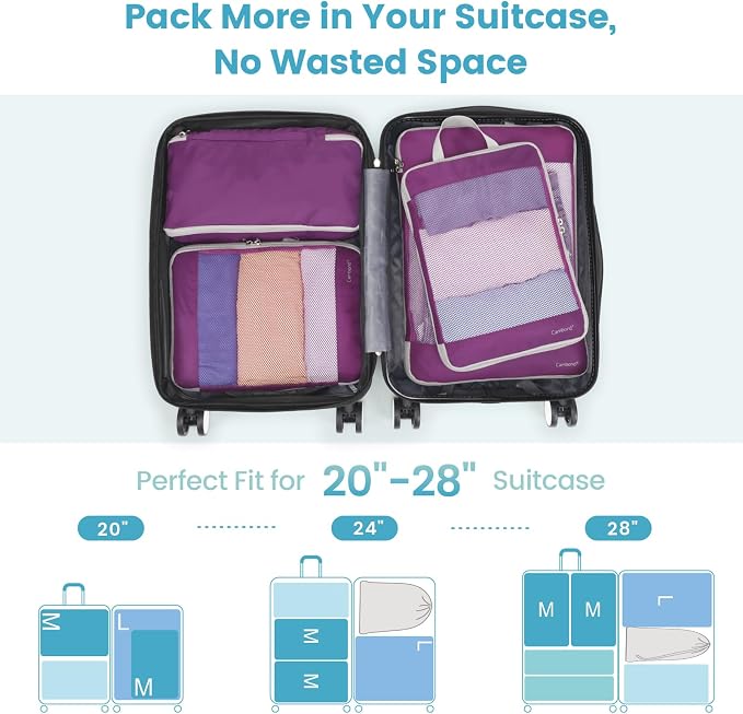 Cambond Mesh Compression Packing Cubes for Travel - 4 Set Organizer, Purple | with 3-in-1 Underwear Bag, Keep Clothes Sorted, See Through Mesh Helps Quickly Find What You Need, Compression Zip Design - Image 6