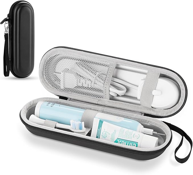 Toothbrush Travel Case for Oral B/Oral-B Pro 1000 1500 5000 7000 & Philips Sonicare 4100 1100 5300 5100 6100/iO Electric Toothbrush, Hard Protective Storage Bag (Black) by TYSORETY