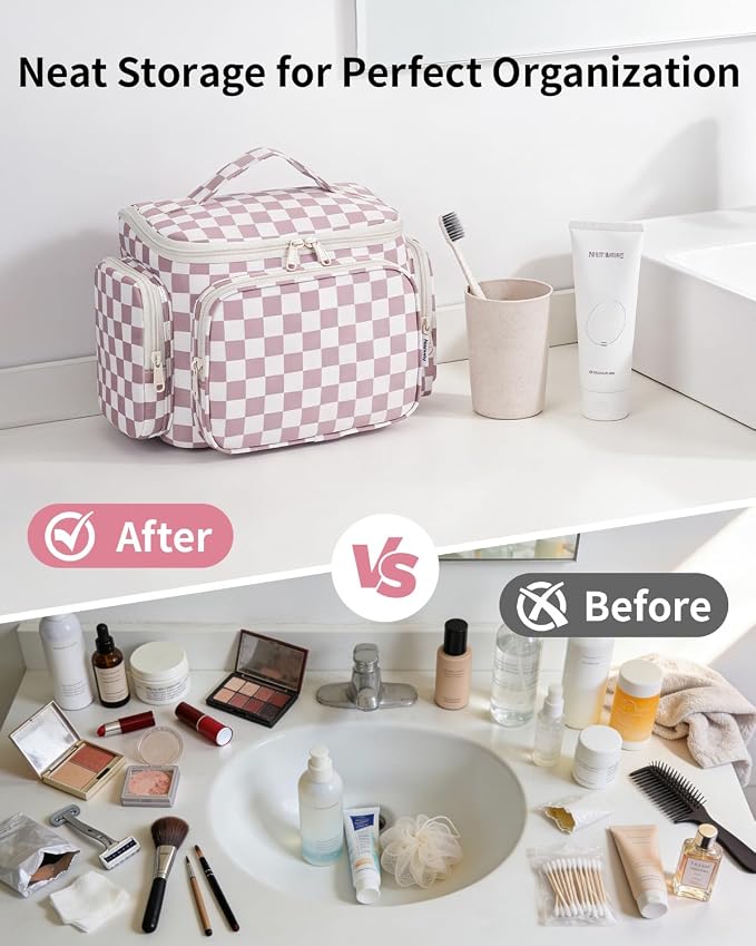 Narwey Hanging Travel Toiletry Bag for Women, Large Makeup Cosmetic Bag | Wide Open, Organized Pocket, Dry Wet Separation, Portable Bathroom Travel Bag for Full Size Toiletries, Vivid Pattern, Gifts - Image 8