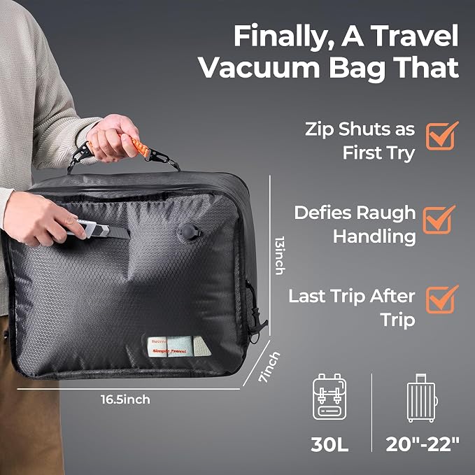 Relime Apex Series Vacuum Bags for Travel Luggage, 180° Open, Reusable Compression Bags for travel Pack, Vacuum Seal Packing Cube for Cloth (2Medium No Pump) - Image 2