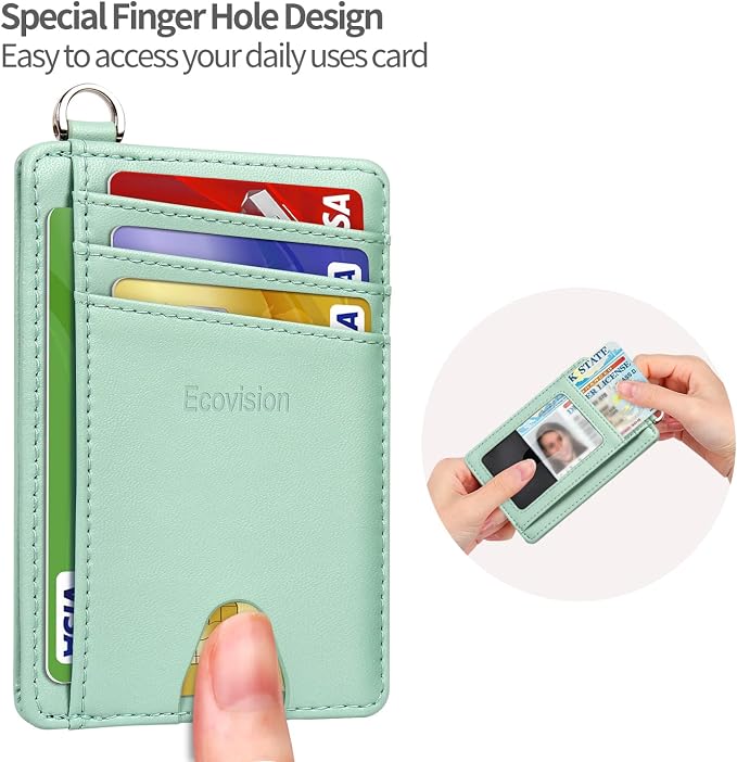 Slim Minimalist Front Pocket Wallet, RFID Blocking Credit Card Holder Wallet with Detachable D-Shackle for Men Women - Image 6