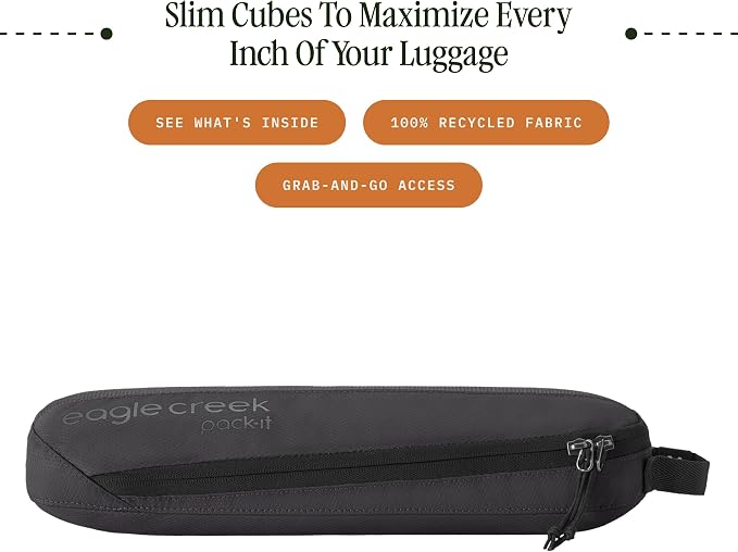 Eagle Creek Pack-It Reveal Slim Cube M/M/M Set - Minimalist Compact Travel Organizer for Hair Styling Tools, Belts & Small Items - Travel Accessories - Black - Image 2