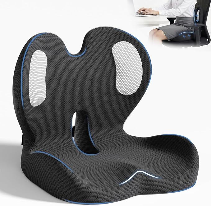 Seat Cushion,Memory Foam Chair Cushion for Office and Car,Ergonomic Coccyx Seat Cushion for Tailbone,Sciatic Nerve,Lower Back Pressure Relief,Lumbar Support Pilow for Office,Car,Truck,Desk Chair by ECONVCE