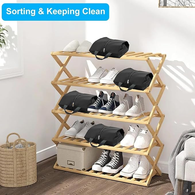 5Pcs XL Travel Shoe Bags Portable Travel Gifts Shoe Organizer with Zipper Closure, Waterproof Nylon Shoe Storage Organizer with Handle Travel Bags For Men and Women, Black - Image 5