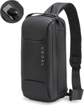 VGOAL Crossbody Sling Bag for Men Sling Backpack Chest Shoulder Bag Black | Waterproof,USB Charge Port,Portable,Minimalist,13*6.7*3.5Inch,Fit 9.7" IPad,Business,Travel,Cycling,Hiking by VGOAL