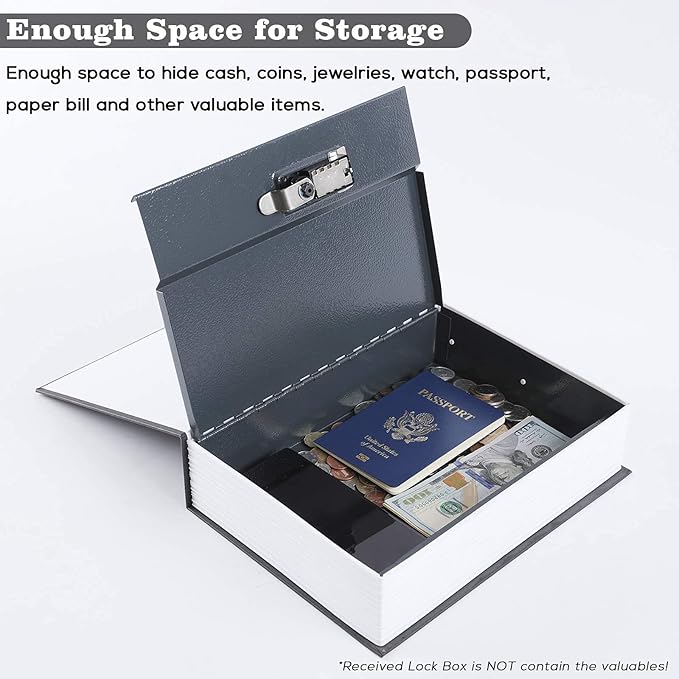 KYODOLED 10.5 Inch Diversion Book Safe with Combination Lock, Secret Safe Metal Lock Box,Money Storage Collection Box,10.5" x 7.8" x 2.6" Black Extra Large - Image 5