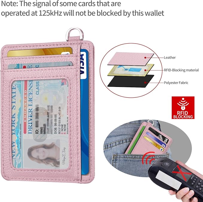 Slim Minimalist Front Pocket Wallet, RFID Blocking Credit Card Holder Wallet with Detachable D-Shackle for Men Women - Image 3