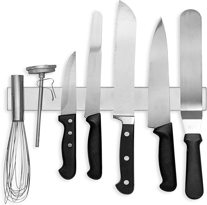 Modern Innovations Magnetic Knife Holder for Wall and Fridge - 14" Knife Magnetic Strip, Magnet Kitchen Knife Holder and Rack, Stainless Steel Magnetic Knife Bar for Kitchen Utensils by ModernInnovations